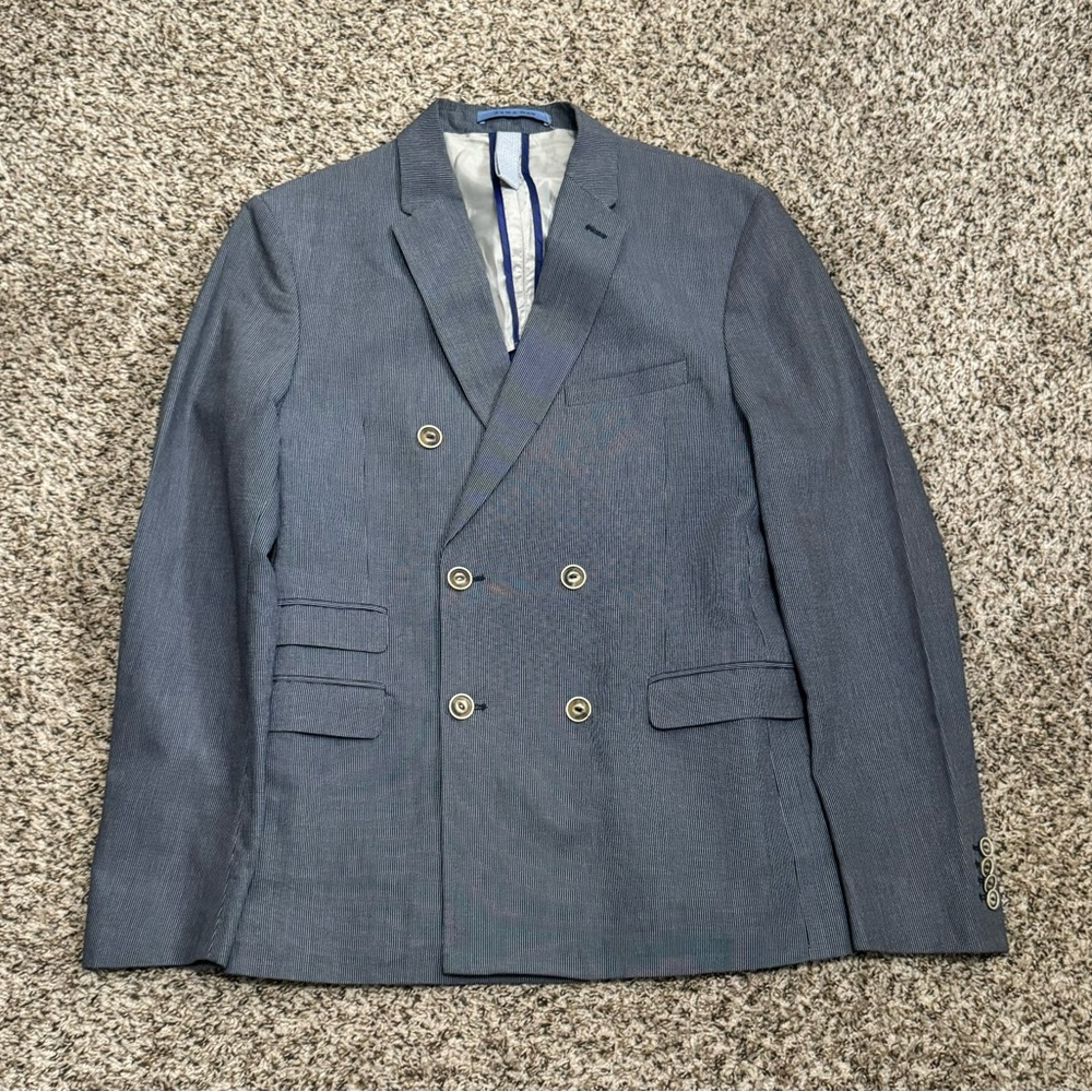 Zara Man Slim Fit Double Breasted Nautical Blazer Size EU48, US 38